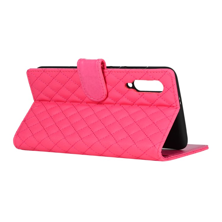 Grid Pattern Wallet Stand Leather Case for Xiaomi Mi 9 - Rose-11