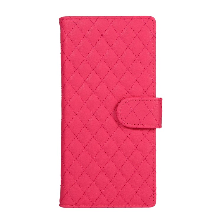 Grid Pattern Wallet Stand Leather Case for Xiaomi Mi 9 - Rose-2