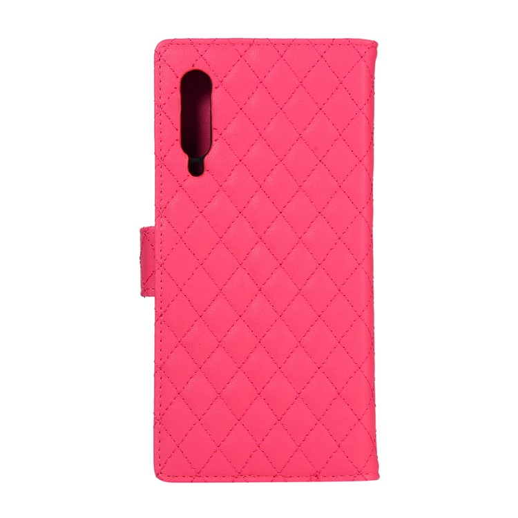 Grid Pattern Wallet Stand Leather Case for Xiaomi Mi 9 - Rose-3