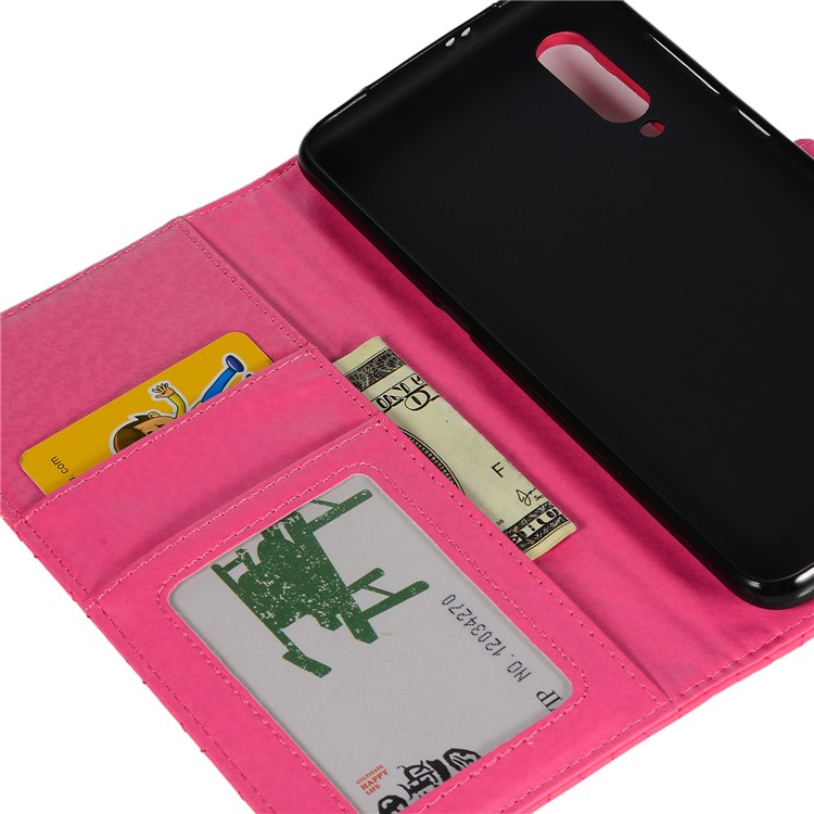 Grid Pattern Wallet Stand Leather Case for Xiaomi Mi 9 - Rose-5