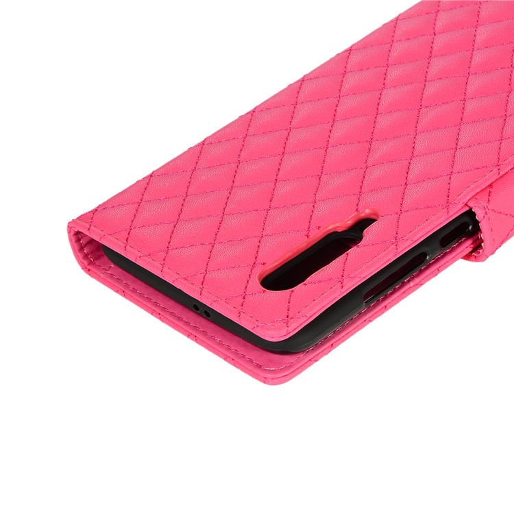 Grid Pattern Wallet Stand Leather Case for Xiaomi Mi 9 - Rose-6