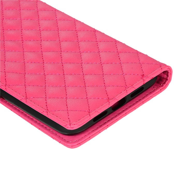 Grid Pattern Wallet Stand Leather Case for Xiaomi Mi 9 - Rose-7