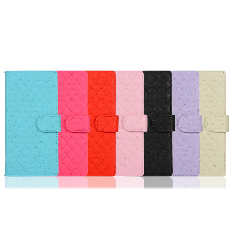 Grid Pattern Leather Wallet Stand Case for Xiaomi Redmi Note 7 / Note 7 Pro (India) - Rose-12