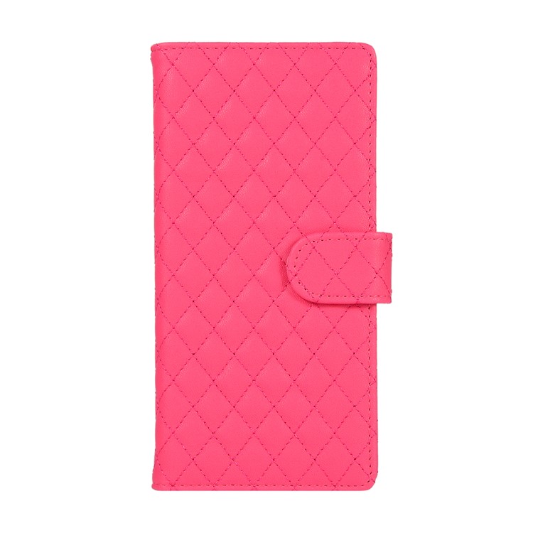 Grid Pattern Leather Wallet Stand Case for Xiaomi Redmi Note 7 / Note 7 Pro (India) - Rose-2