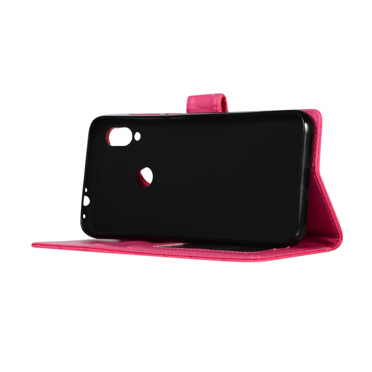 Grid Pattern Leather Wallet Stand Case for Xiaomi Redmi Note 7 / Note 7 Pro (India) - Rose-5