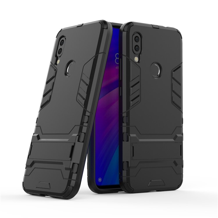 Plastic + TPU Hybrid Case with Kickstand for Xiaomi Redmi 7 - Black-1