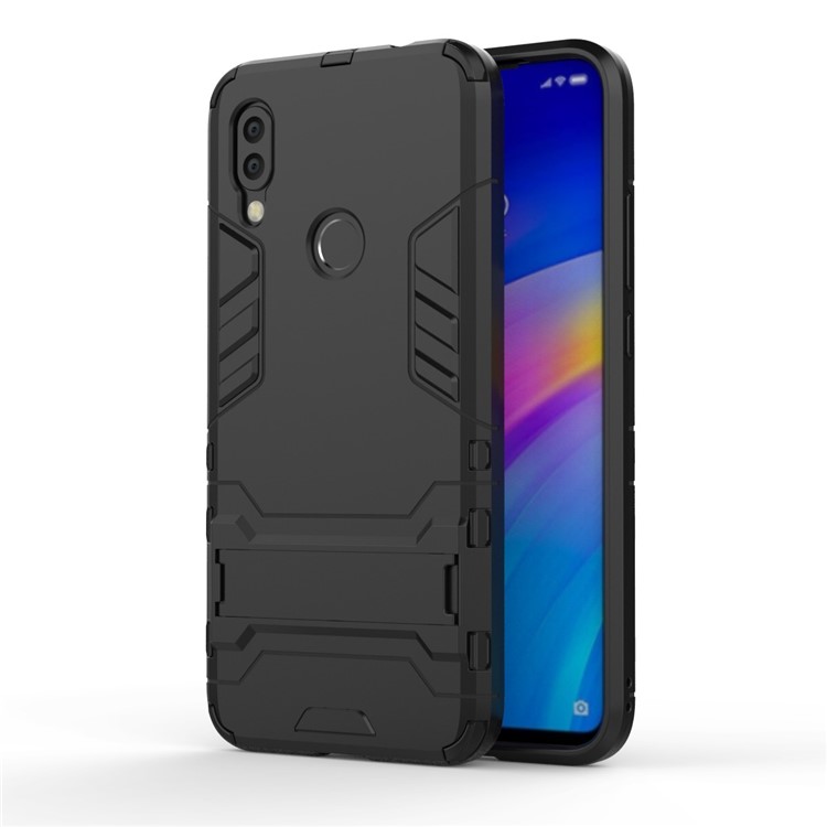 Plastic + TPU Hybrid Case with Kickstand for Xiaomi Redmi 7 - Black-2