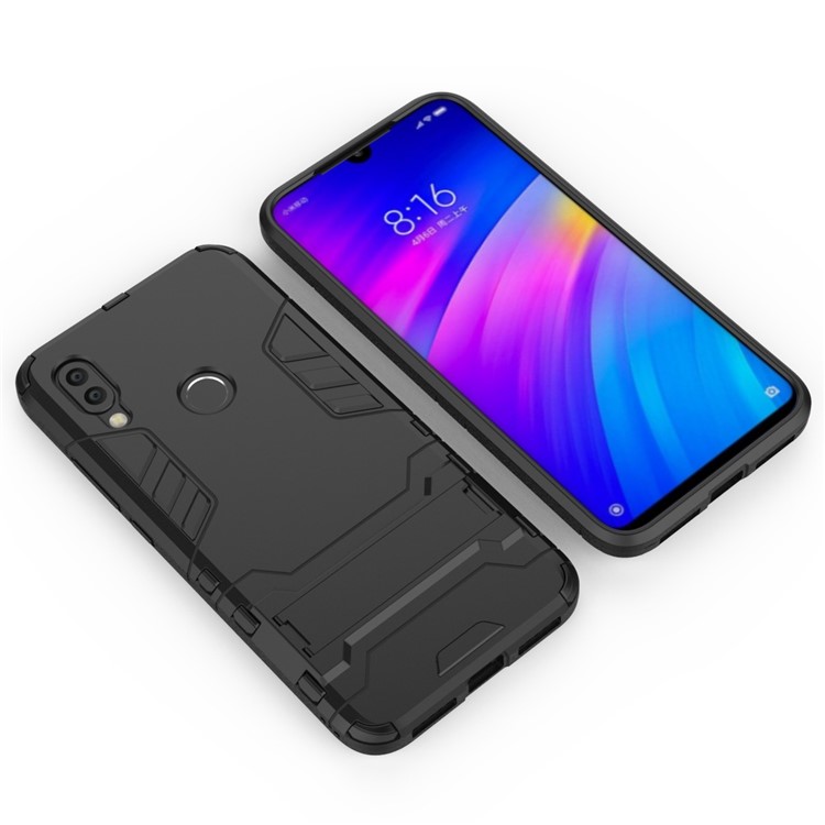 Plastic + TPU Hybrid Case with Kickstand for Xiaomi Redmi 7 - Black-3