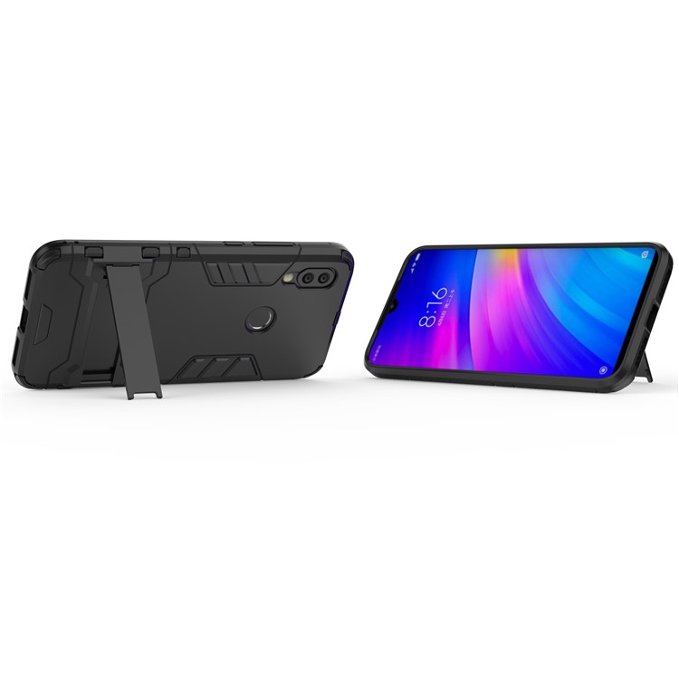 Plastic + TPU Hybrid Case with Kickstand for Xiaomi Redmi 7 - Black-8