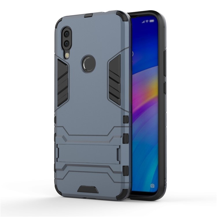 Plastic + TPU Hybrid Case with Kickstand for Xiaomi Redmi 7 / Redmi Y3 - Dark Blue-2