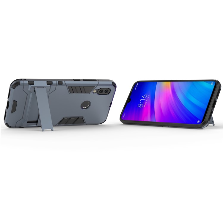 Plastic + TPU Hybrid Case with Kickstand for Xiaomi Redmi 7 / Redmi Y3 - Dark Blue-5