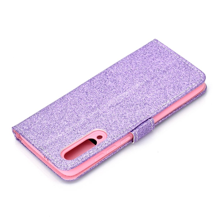 Flash Powder Leather Wallet Stand Case for Xiaomi Mi 9 - Purple-4