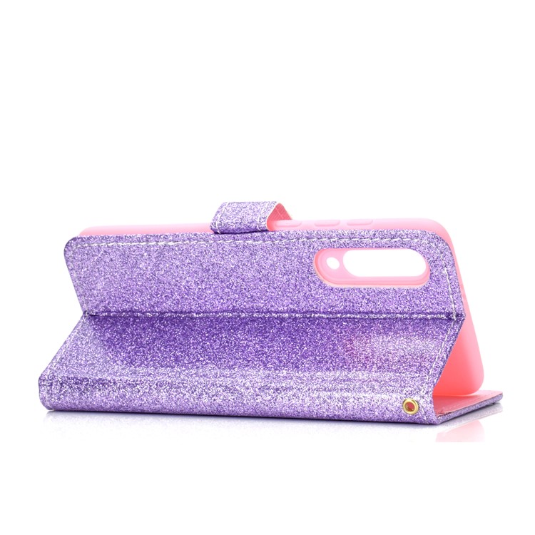 Flash Powder Leather Wallet Stand Case for Xiaomi Mi 9 - Purple-7