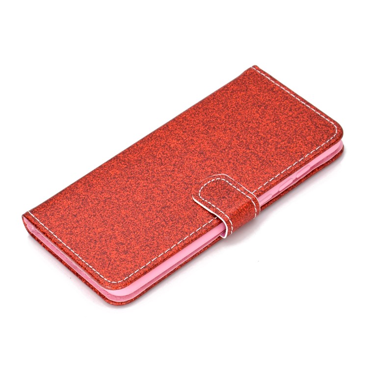 Flash Powder Leather Wallet Stand Case for Xiaomi Mi 9 - Red-3