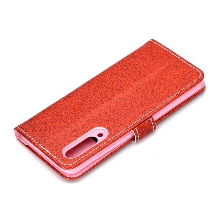 Flash Powder Leather Wallet Stand Case for Xiaomi Mi 9 - Red-4