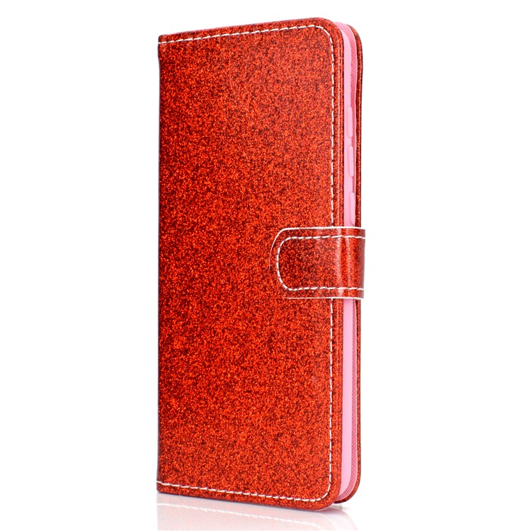 Flash Powder Leather Wallet Stand Case for Xiaomi Mi 9 - Red-5