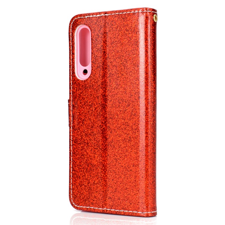 Flash Powder Leather Wallet Stand Case for Xiaomi Mi 9 - Red-6