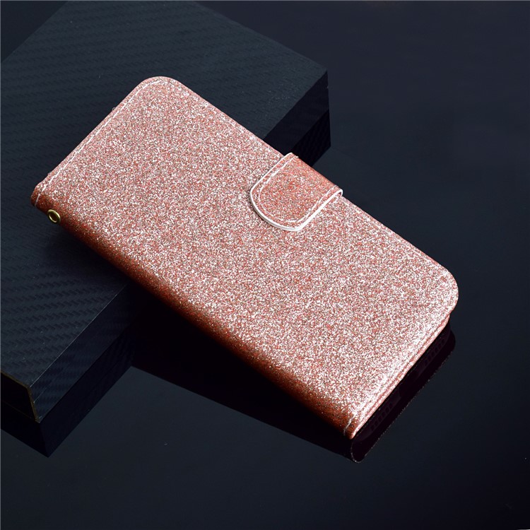 Cas De Portefeuille En Cuir De Poudre Flash Pour Xiaomi Mi 9 - Or Rose