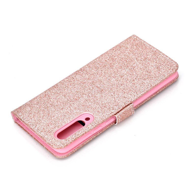 Cas De Portefeuille En Cuir De Poudre Flash Pour Xiaomi Mi 9 - Or Rose