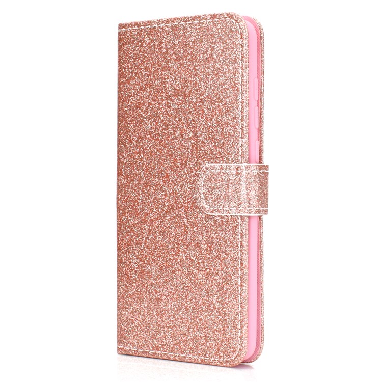 Cas De Portefeuille En Cuir De Poudre Flash Pour Xiaomi Mi 9 - Or Rose