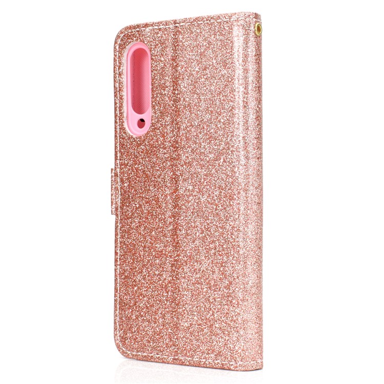 Flash Powder Leather Wallet Stand Case Para Xiaomi MI 9 - Oro Rosa