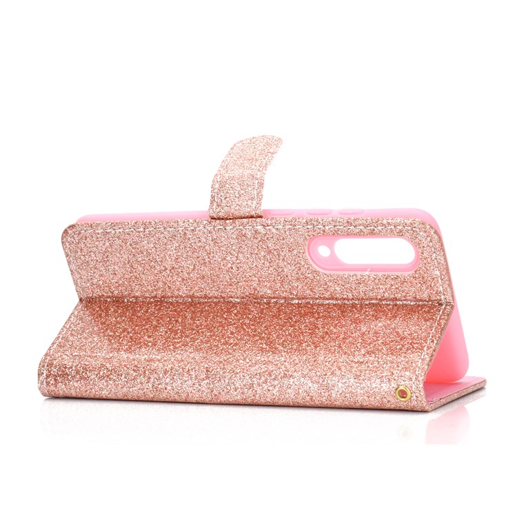 Flash Powder Leather Wallet Stand Case Para Xiaomi MI 9 - Oro Rosa