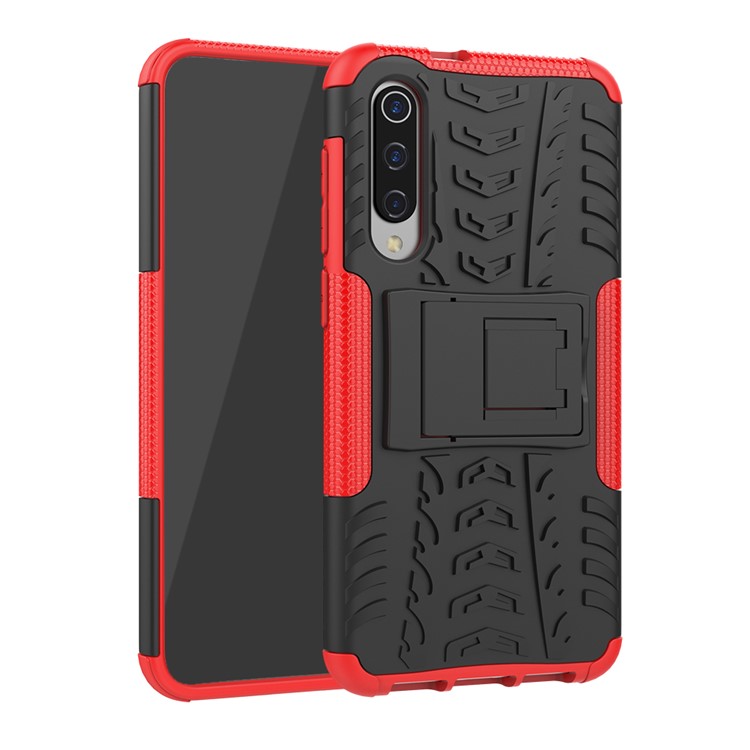 Anti-slip PC + TPU Hybrid Case with Kickstand for Xiaomi Mi 9 SE - Red-1
