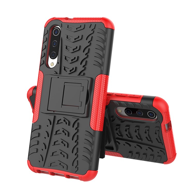 Anti-slip PC + TPU Hybrid Case with Kickstand for Xiaomi Mi 9 SE - Red-2
