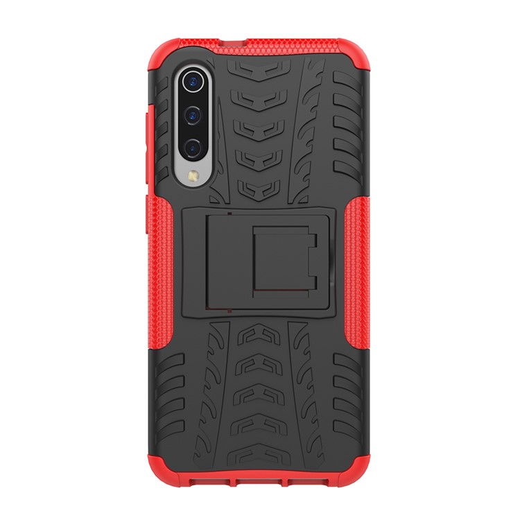 Anti-slip PC + TPU Hybrid Case with Kickstand for Xiaomi Mi 9 SE - Red-3