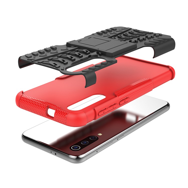 Anti-slip PC + TPU Hybrid Case with Kickstand for Xiaomi Mi 9 SE - Red-6