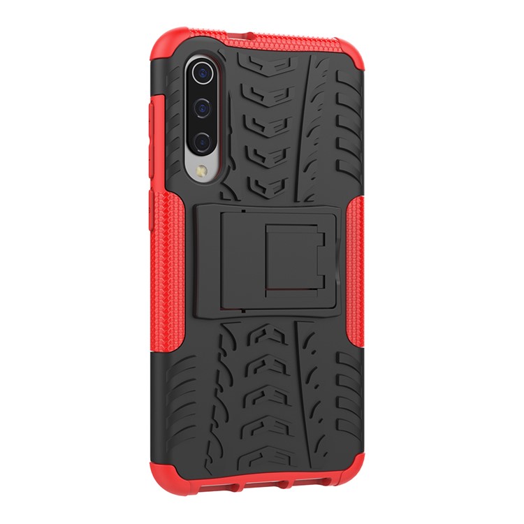 Anti-slip PC + TPU Hybrid Case with Kickstand for Xiaomi Mi 9 SE - Red-8