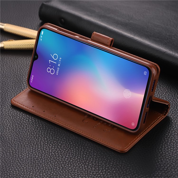 Caixa de Carteira de Couro AZNS Para Xiaomi Mi 9 SE - Castanho-19