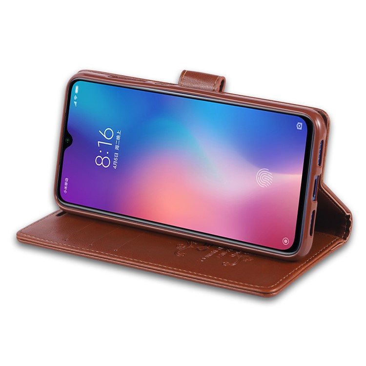 Case de Billetera de Cuero Azns Para Xiaomi Mi 9 SE - Marrón