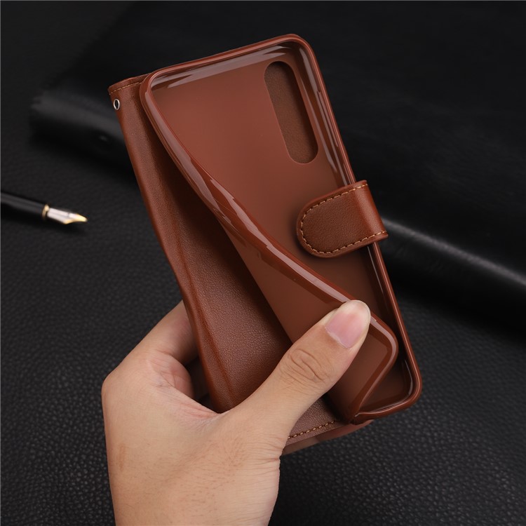 AZNS Leather Wallet Case for Xiaomi Mi 9 SE - Brown-21