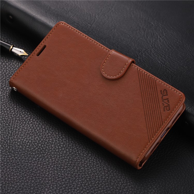 Case de Billetera de Cuero Azns Para Xiaomi Mi 9 SE - Marrón