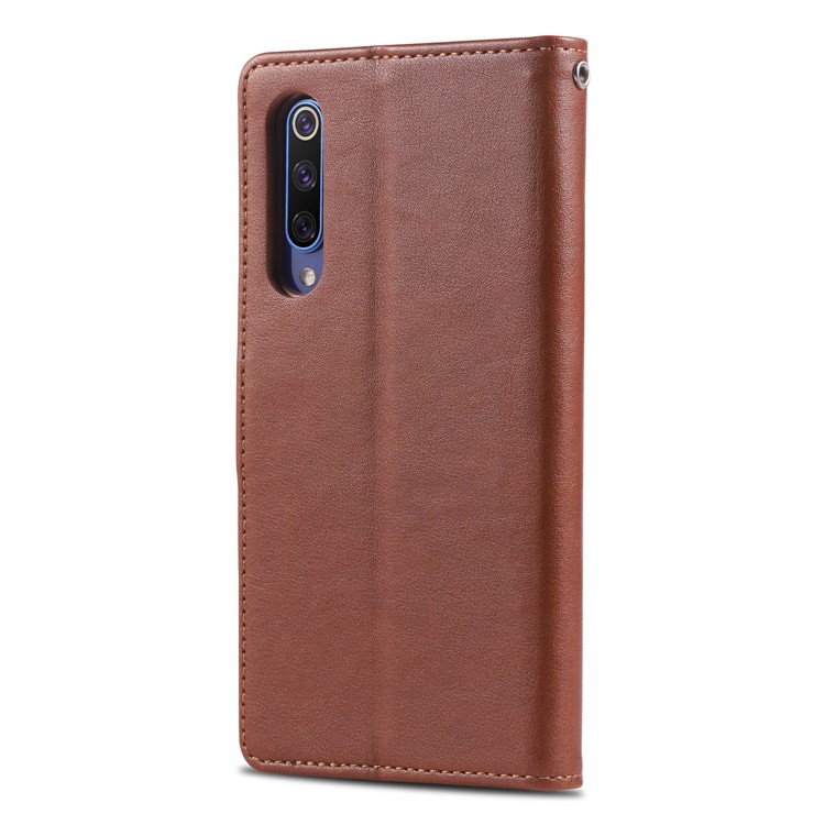 AZNS Leather Wallet Case for Xiaomi Mi 9 SE - Brown-24