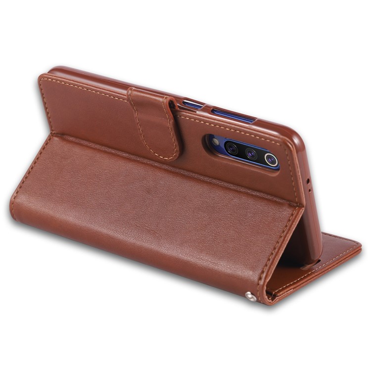 AZNS Leather Wallet Case for Xiaomi Mi 9 SE - Brown-3