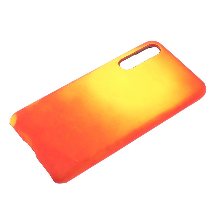 Thermal Induction Fluorescent Color Changing PU Leather Coated PC Back Case for Xiaomi Mi 9 SE - Red / Yellow-1