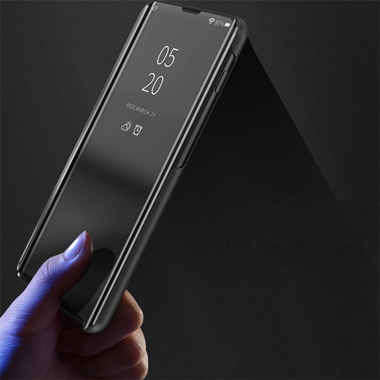 View Window Plated Mirror Surface Leather Phone Casing for Xiaomi Redmi 7 / Redmi Y3 - Black-3