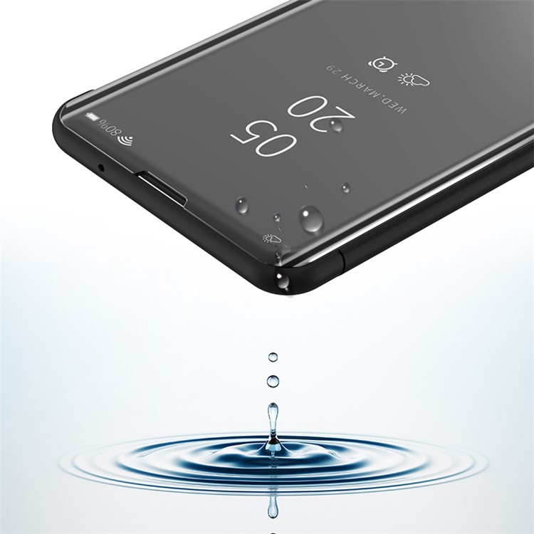 View Window Plated Mirror Surface Leather Phone Casing for Xiaomi Redmi 7 / Redmi Y3 - Black-5
