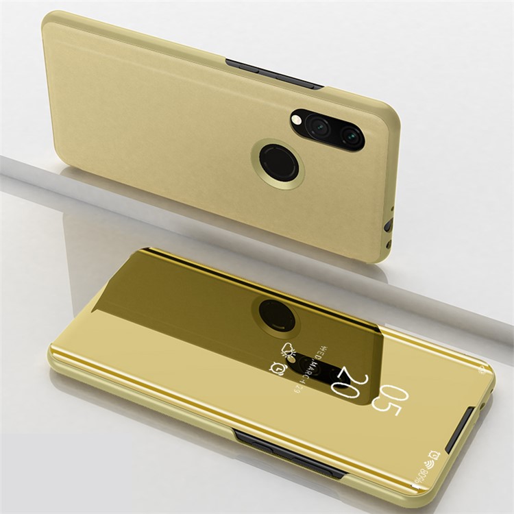 View Window Plated Mirror Surface Leather Phone Casing for Xiaomi Redmi 7 / Redmi Y3 - Gold-1