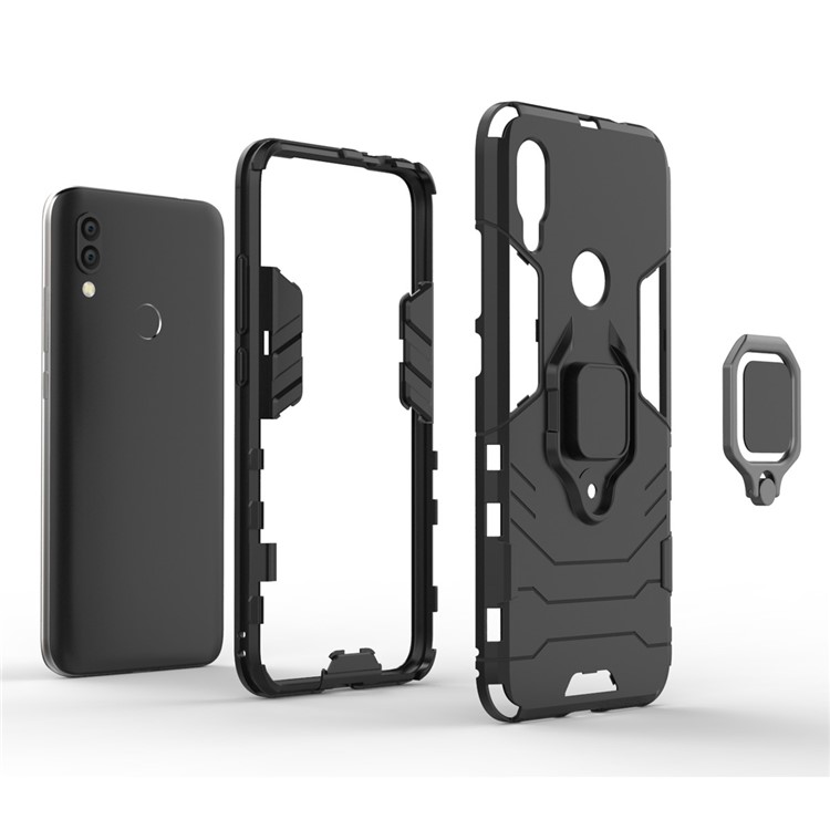 Cool Guard Ring Holder Kickstand PC TPU Hybrid Case for Xiaomi Redmi 7 - Black-5