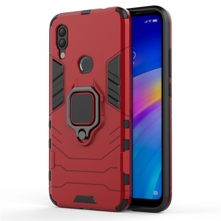Cool Guard Ring Holder Kickstand PC TPU Hybrid Case for Xiaomi Redmi 7 / Redmi Y3 - Red-2