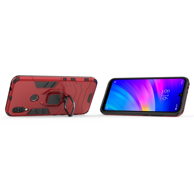 Cool Guard Ring Holder Kickstand PC TPU Hybrid Case for Xiaomi Redmi 7 / Redmi Y3 - Red-4