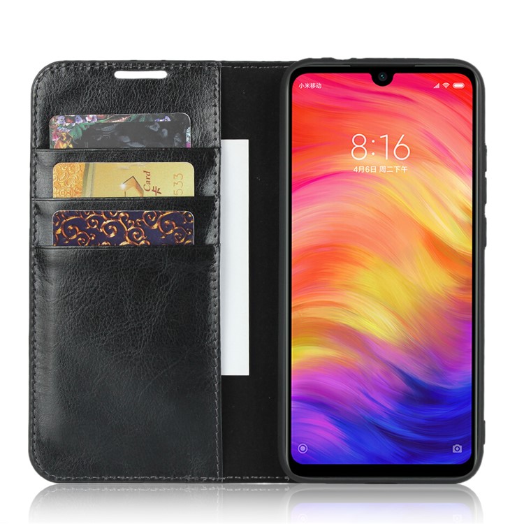 Crazy Horse Wallet Stand Genuine Leather Case for Xiaomi Redmi Note 7S / Note 7 / Redmi Note 7 Pro (India) - Black-3