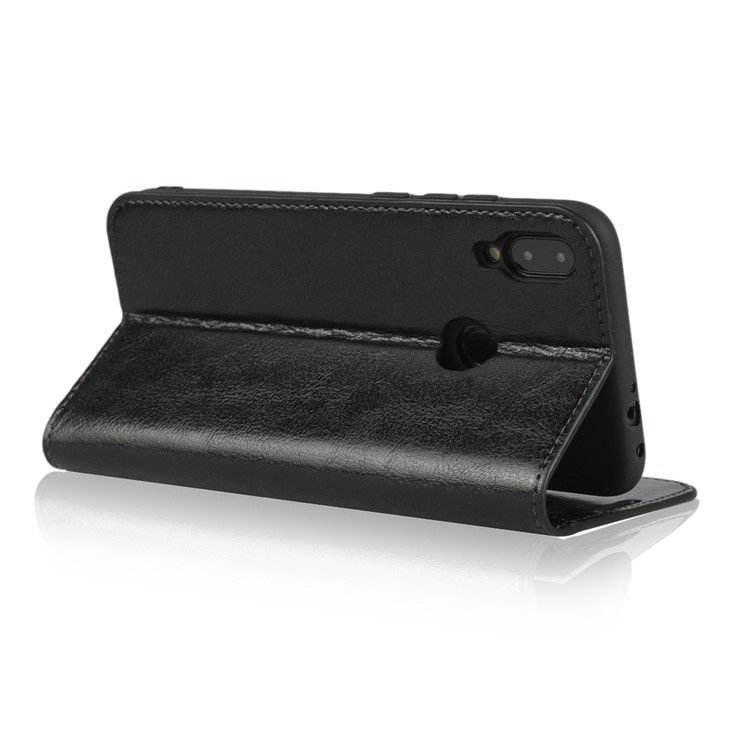 Crazy Horse Wallet Stand Genuine Leather Case for Xiaomi Redmi Note 7S / Note 7 / Redmi Note 7 Pro (India) - Black-4