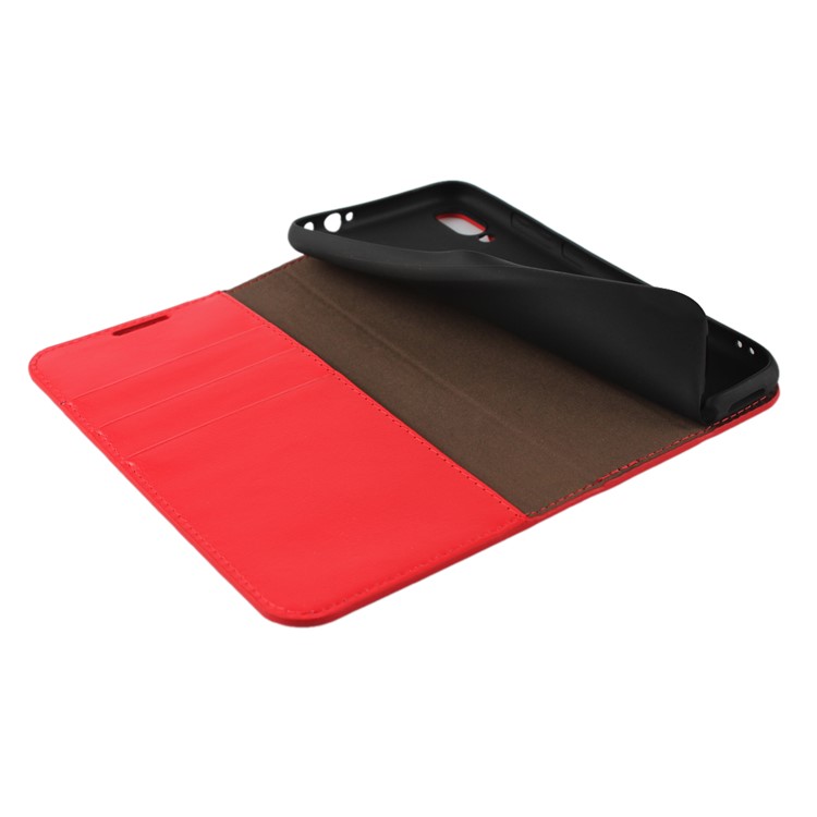 Crazy Horse Wallet Stand Genuine Leather Case for Xiaomi Redmi Note 7S / Note 7 / Redmi Note 7 Pro (India) - Red-5