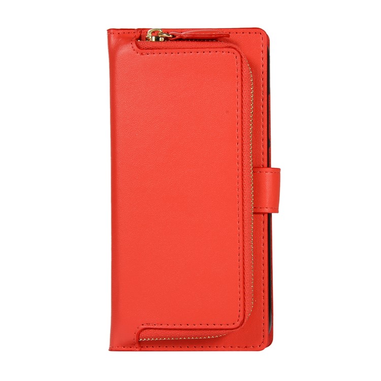 Wallet Zippered Genuine Leather Protector Case for Xiaomi Redmi Note 7 / Redmi Note 7 Pro (India) - Red-2