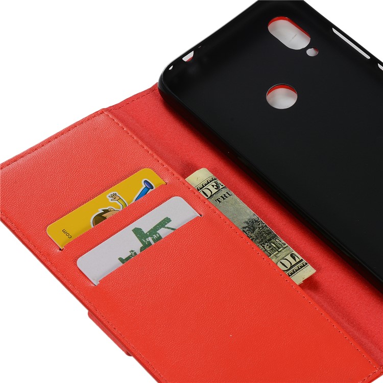 Wallet Zippered Genuine Leather Protector Case for Xiaomi Redmi Note 7 / Redmi Note 7 Pro (India) - Red-5