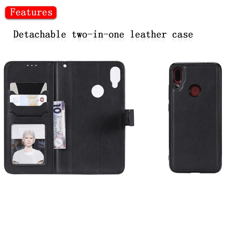 Magnetic Detachable 2-in-1 Wallet Leather Stand Case for Xiaomi Redmi Note 7S / Note 7 / Note 7 Pro (India) - Black-4